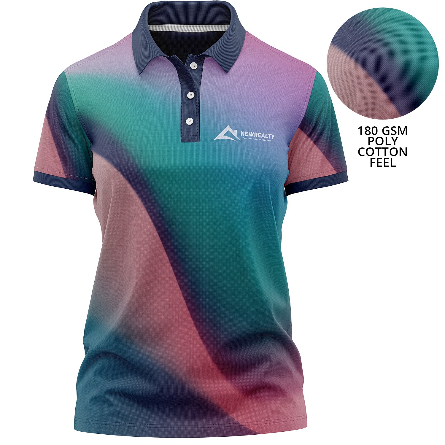 Women's 180 GSM Jersey Knit Cotton Feel Sublimation Polo T-shirt 1