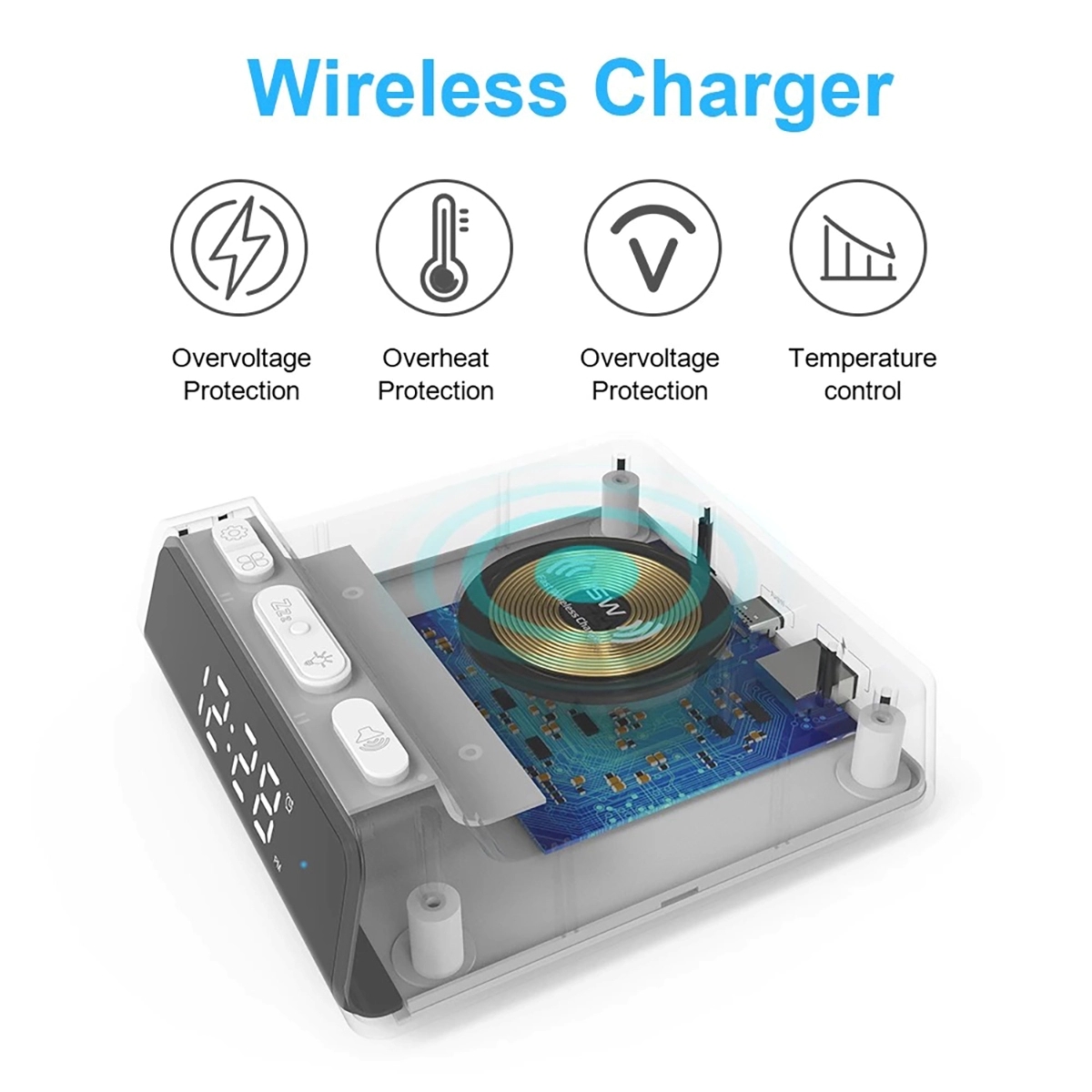 15W Wireless Charger Alarm Clock 8
