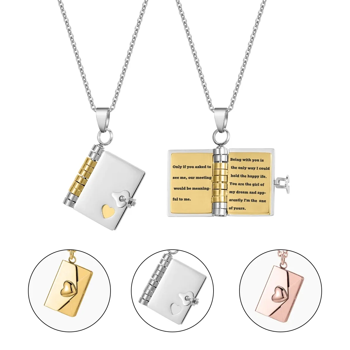 Custom Envelope Necklace-Personalized Locket Necklace for Women - LOVE Envelope Locket Necklace 6