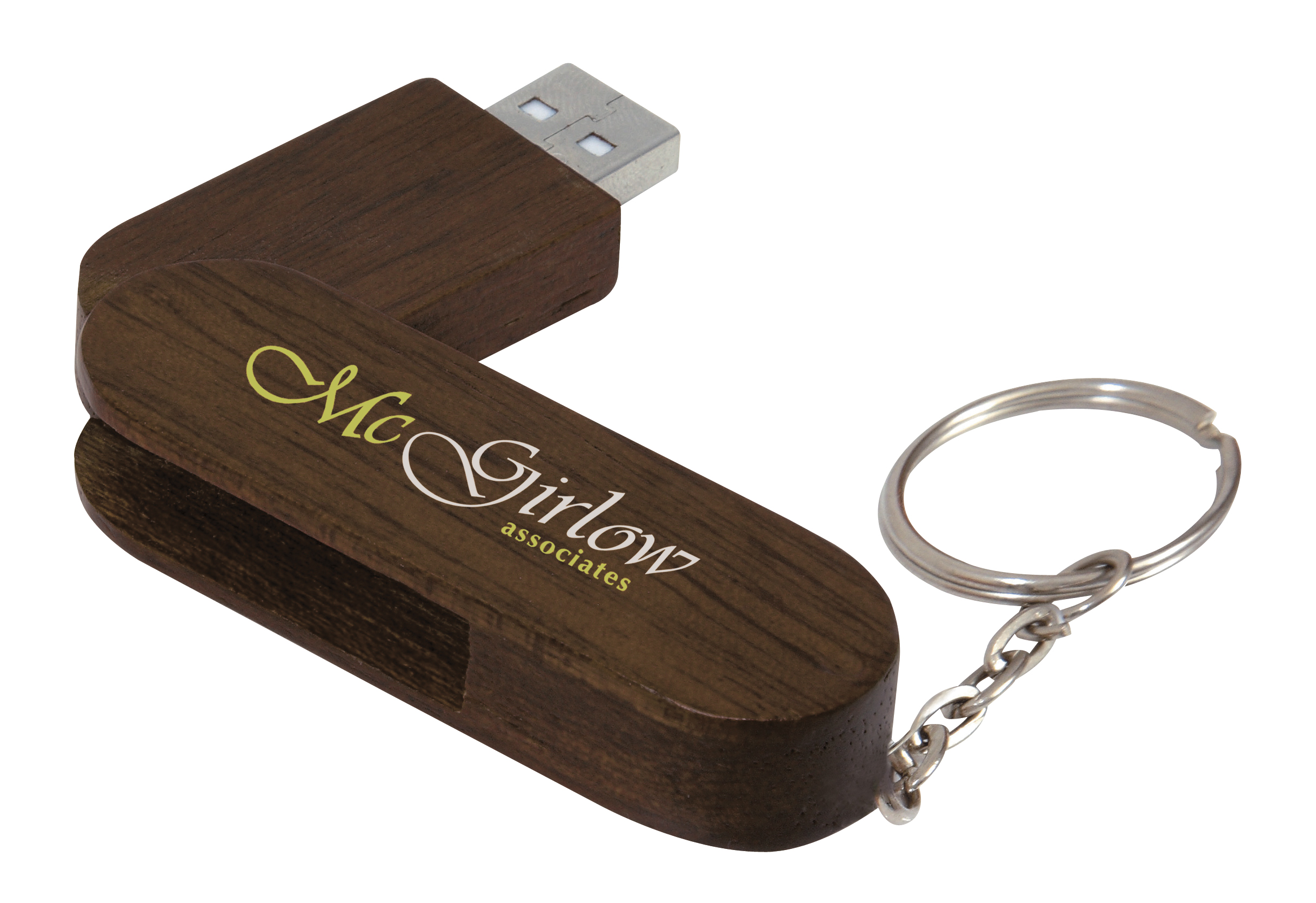 Universal Source® 2 GB Bamboo Bullet Keyring USB 2.0 Flash Drive 6