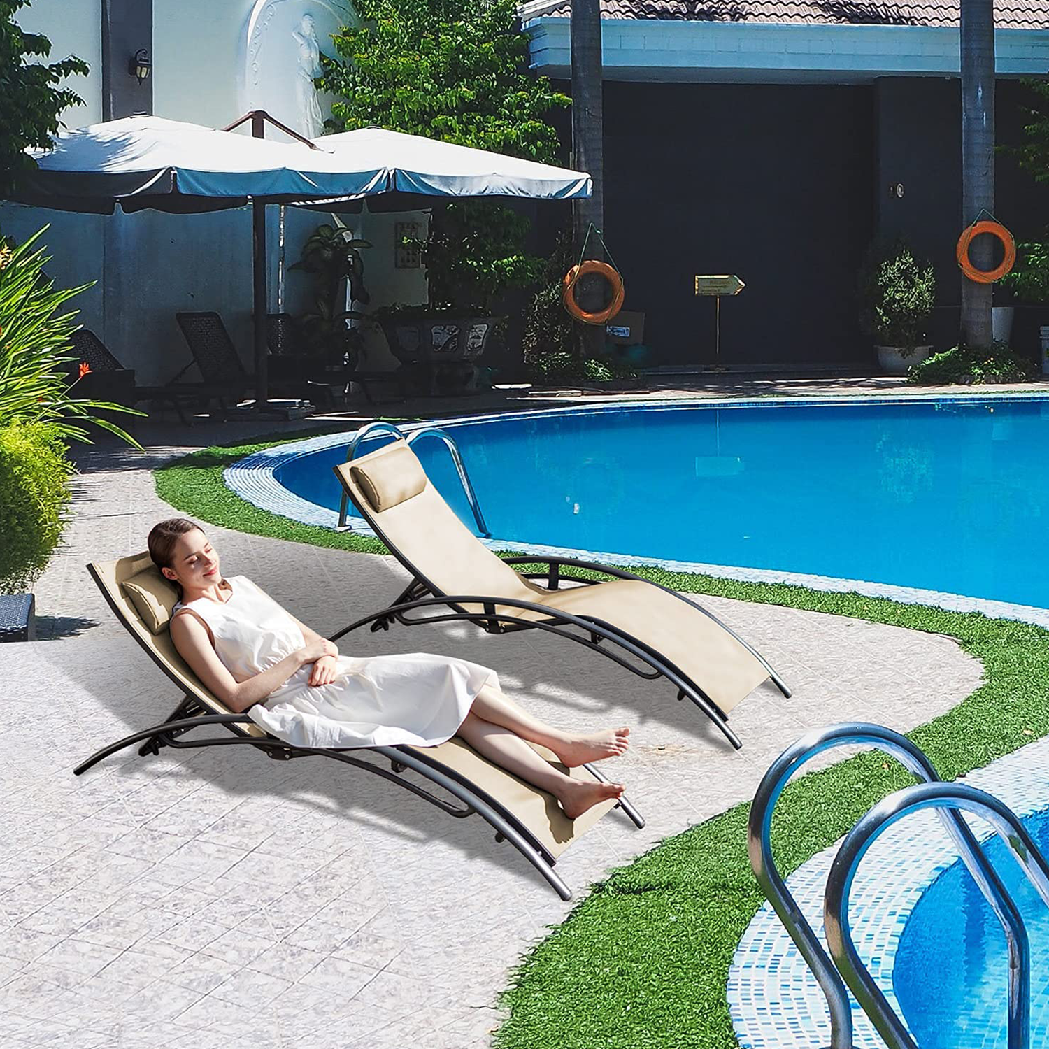 One Outdoor Patio Chaise Lounge Chairs 5