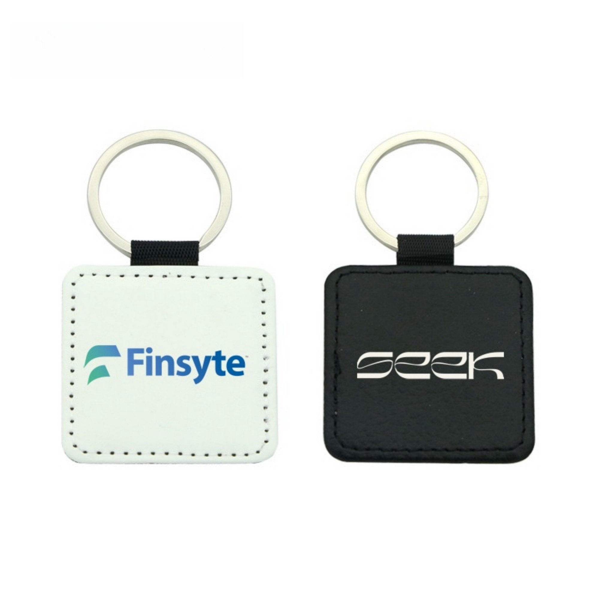 Square PU Leather Keychain