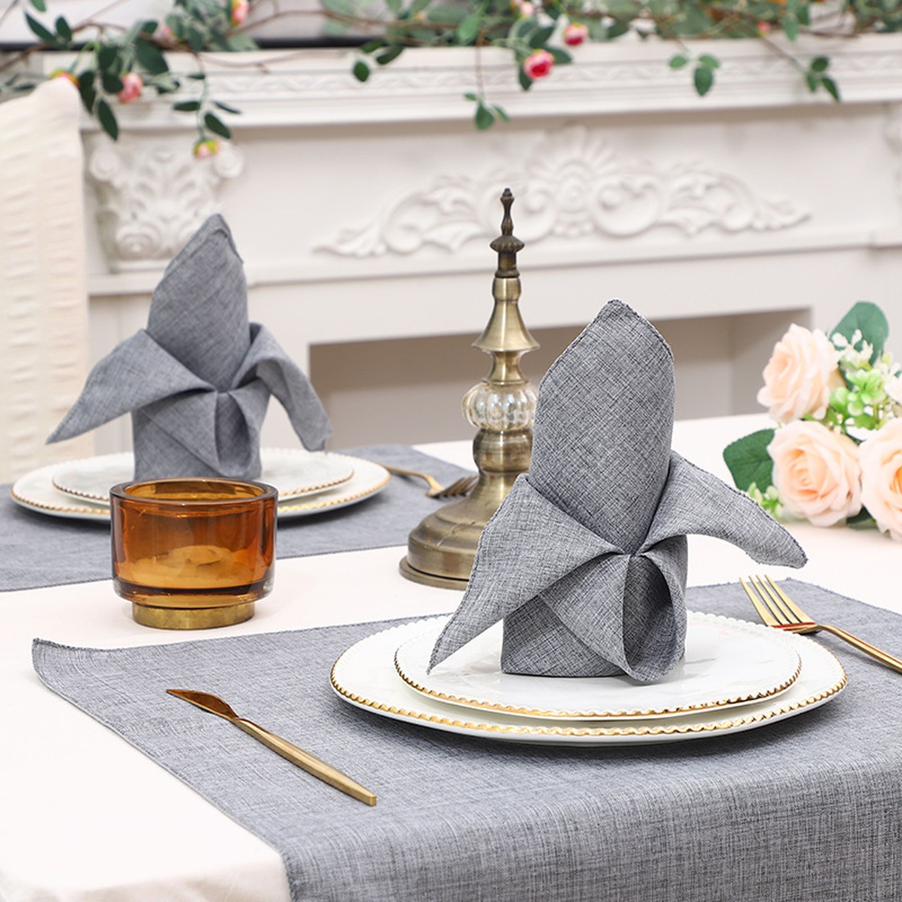 Polyester Dinner Napkins With Hemmed Edges 13
