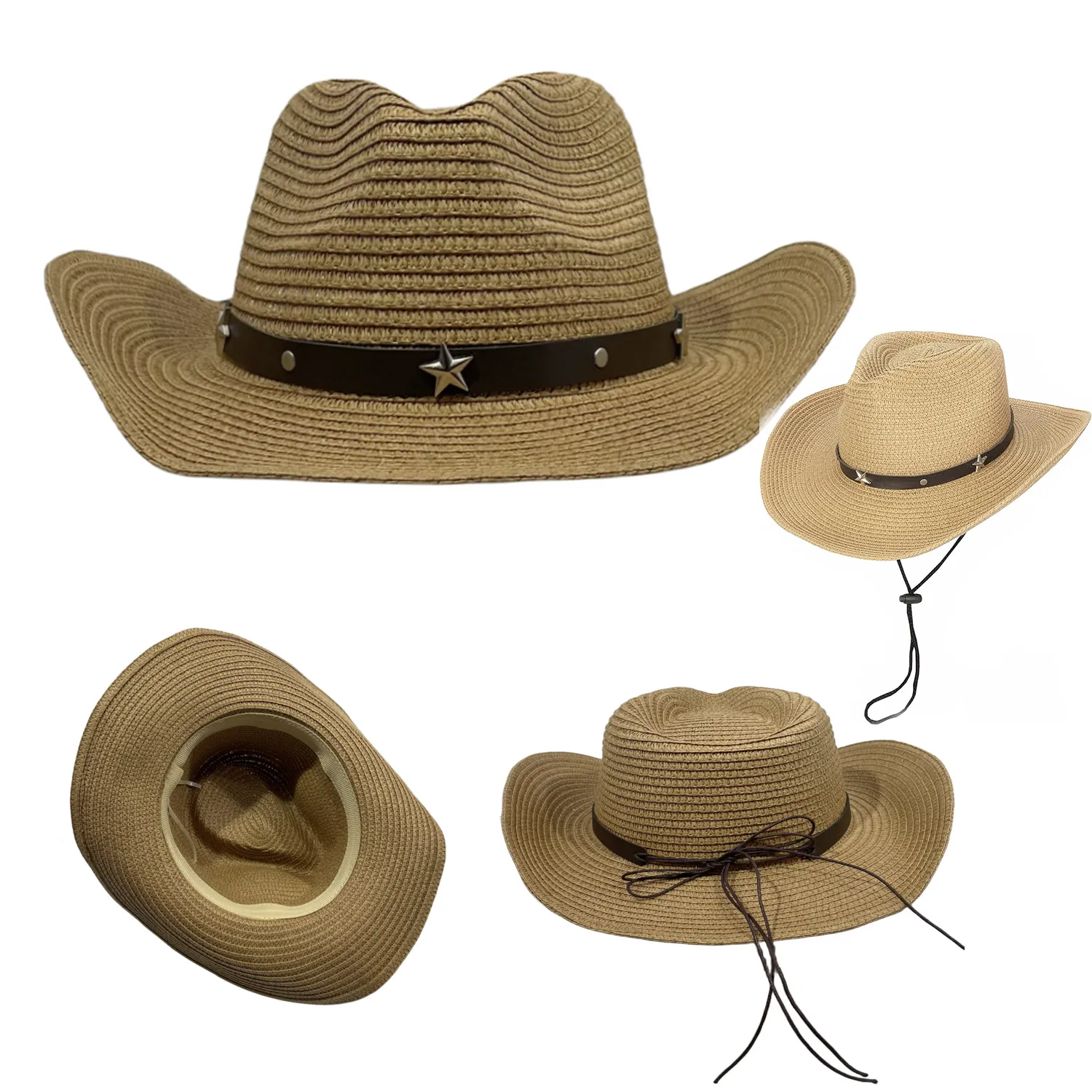 Straw Cowboy Cowgirl Hat for Men Women 7