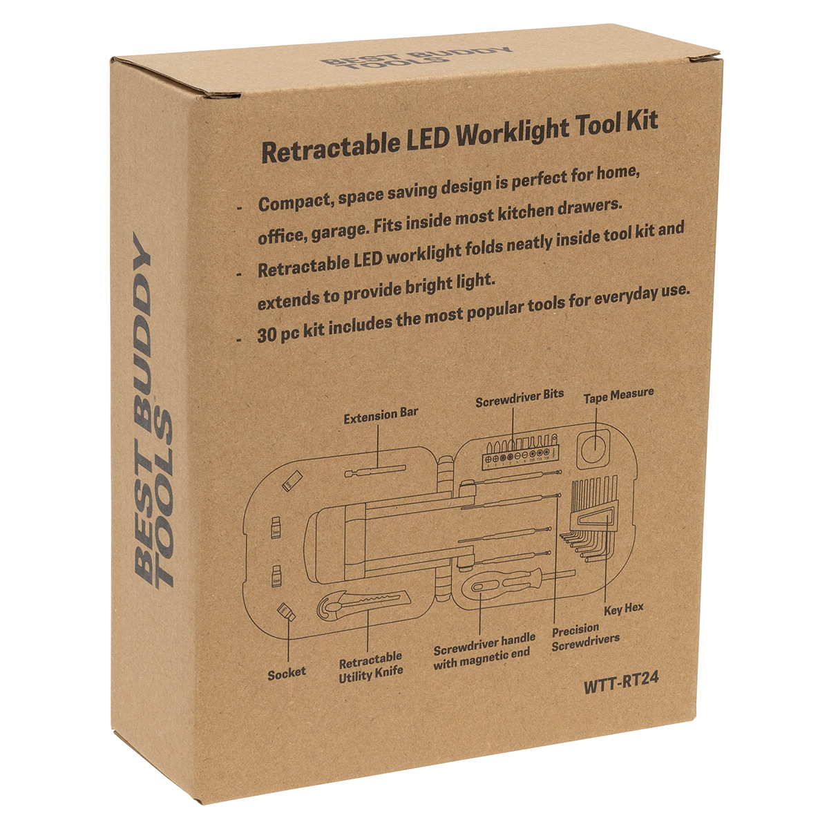 Best Buddy Tools ® Retractable LED Worklight Tool Kit 12