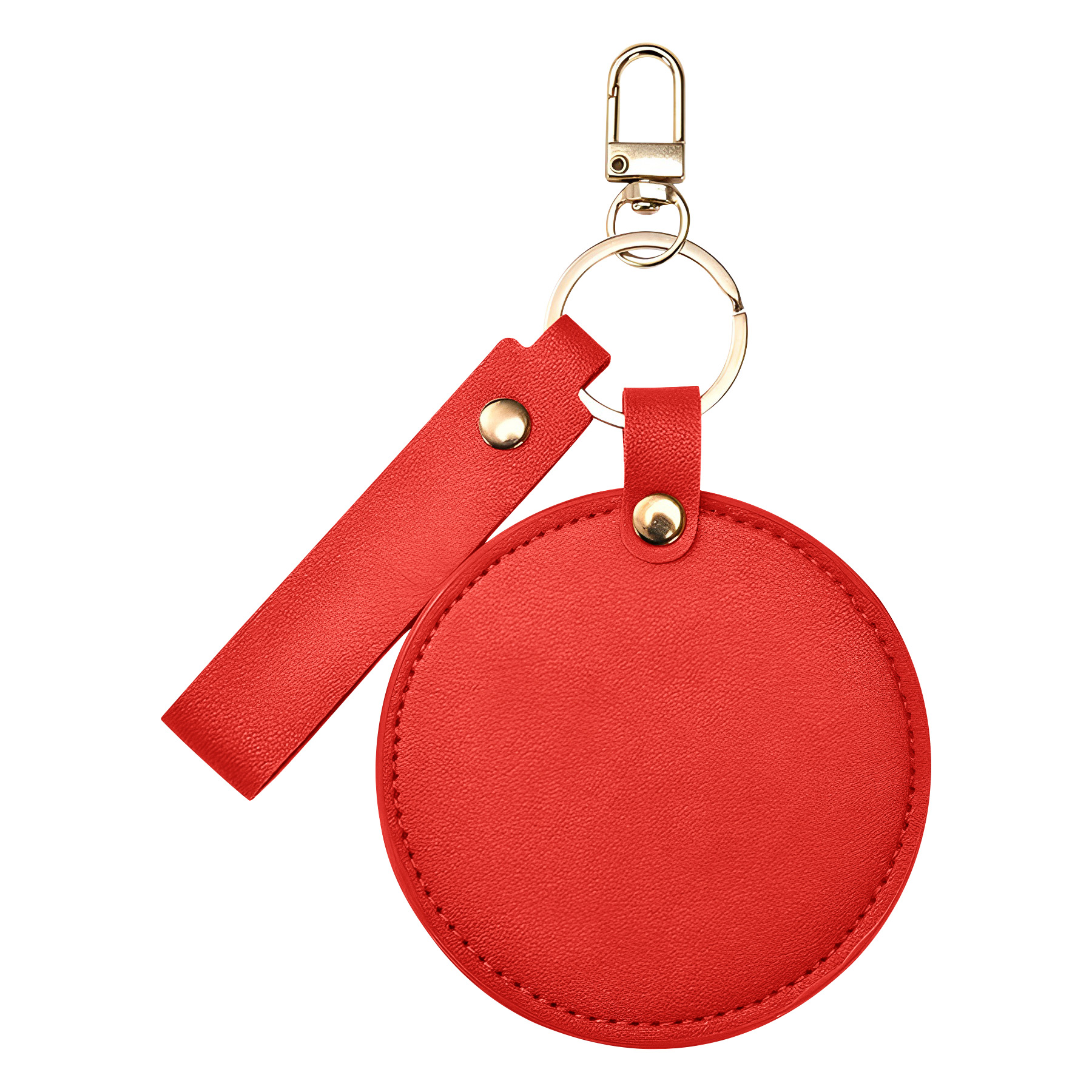 Compact Round Leather Makeup Mirror Keychains 13