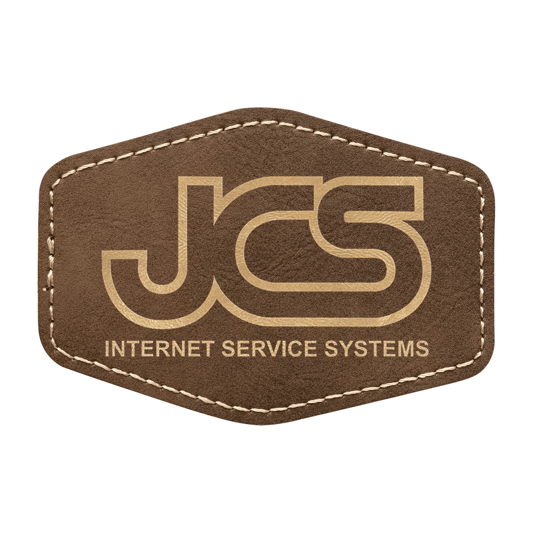 3" x 2" Rustic/Gold Leatherette Hexagon Patch with Adhesive