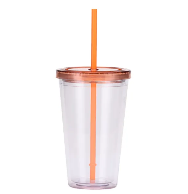 Single Wall Plastic Cup with Lid And Straw 7
