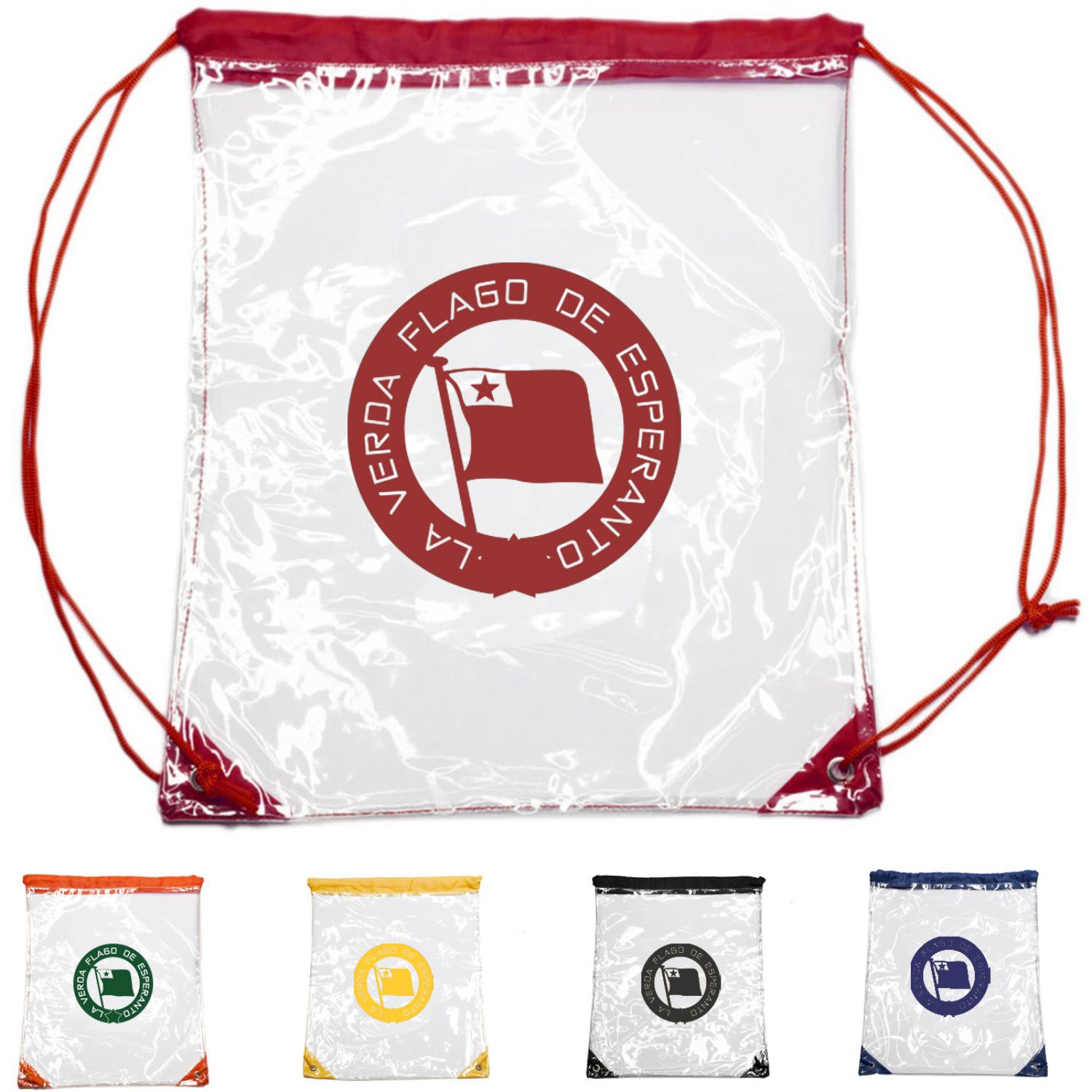 Clear Cinch Up Bag Drawstring Plastic Backpacks 2