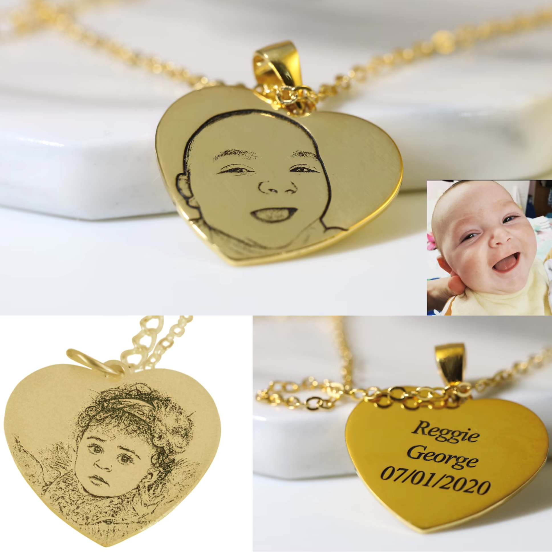 Personalized Engraved Stainless Steel Necklace - Heart 1