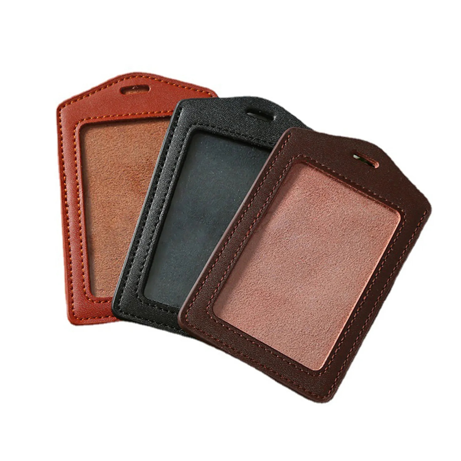 Genuine Leather Id Badge Holder With Retractable Lanyard 5