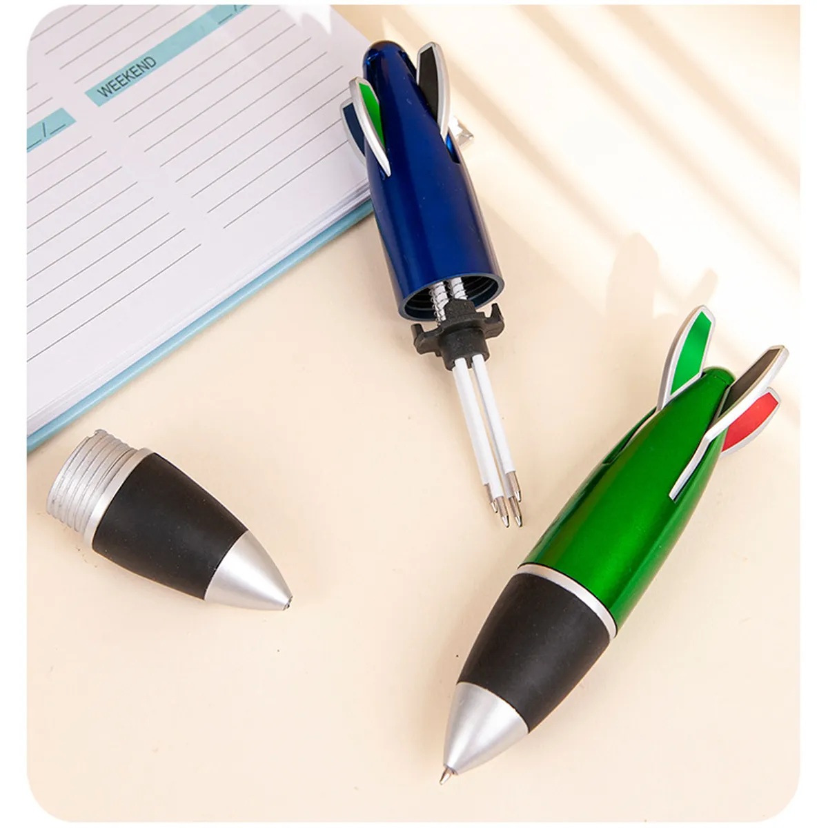 4 in 1 Mini Rocket Shape Pens Ballpoint For School Office 8