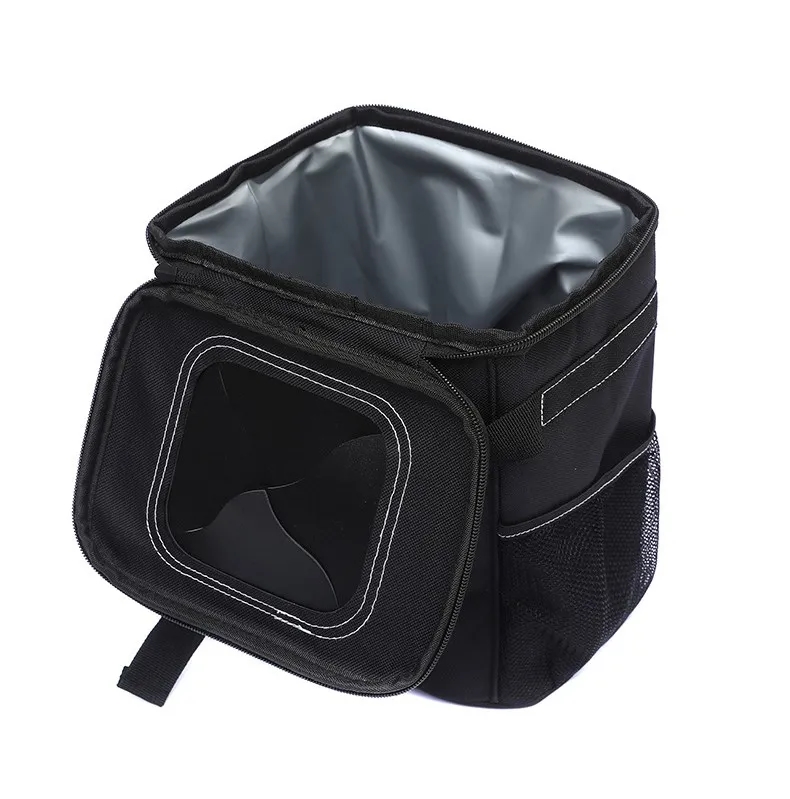 Car Trash Can with Lid and Storage Pockets 3