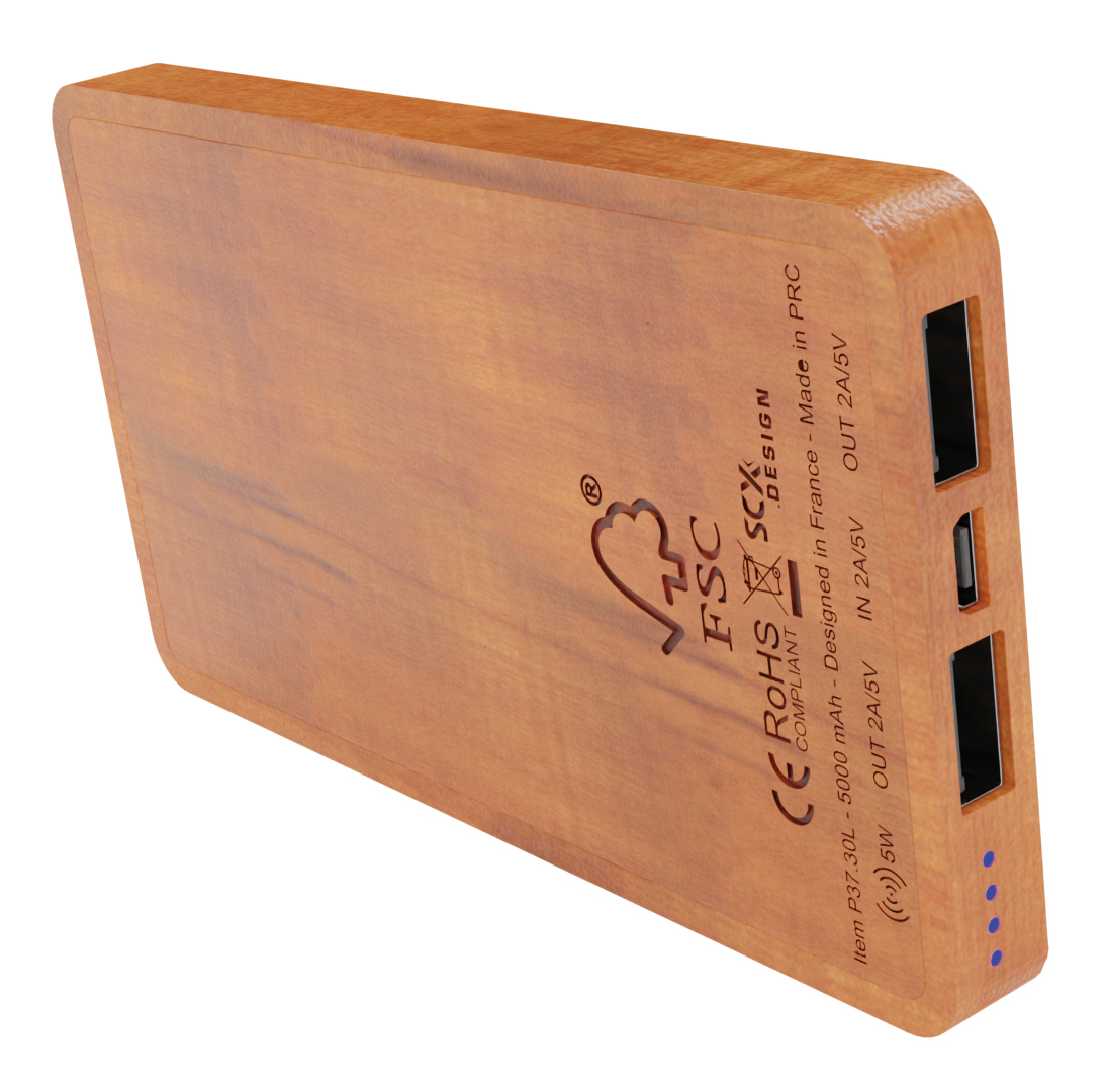 SCX Innovative Design™ Bamboo Wireless Power Bank 10,000 mAh 3