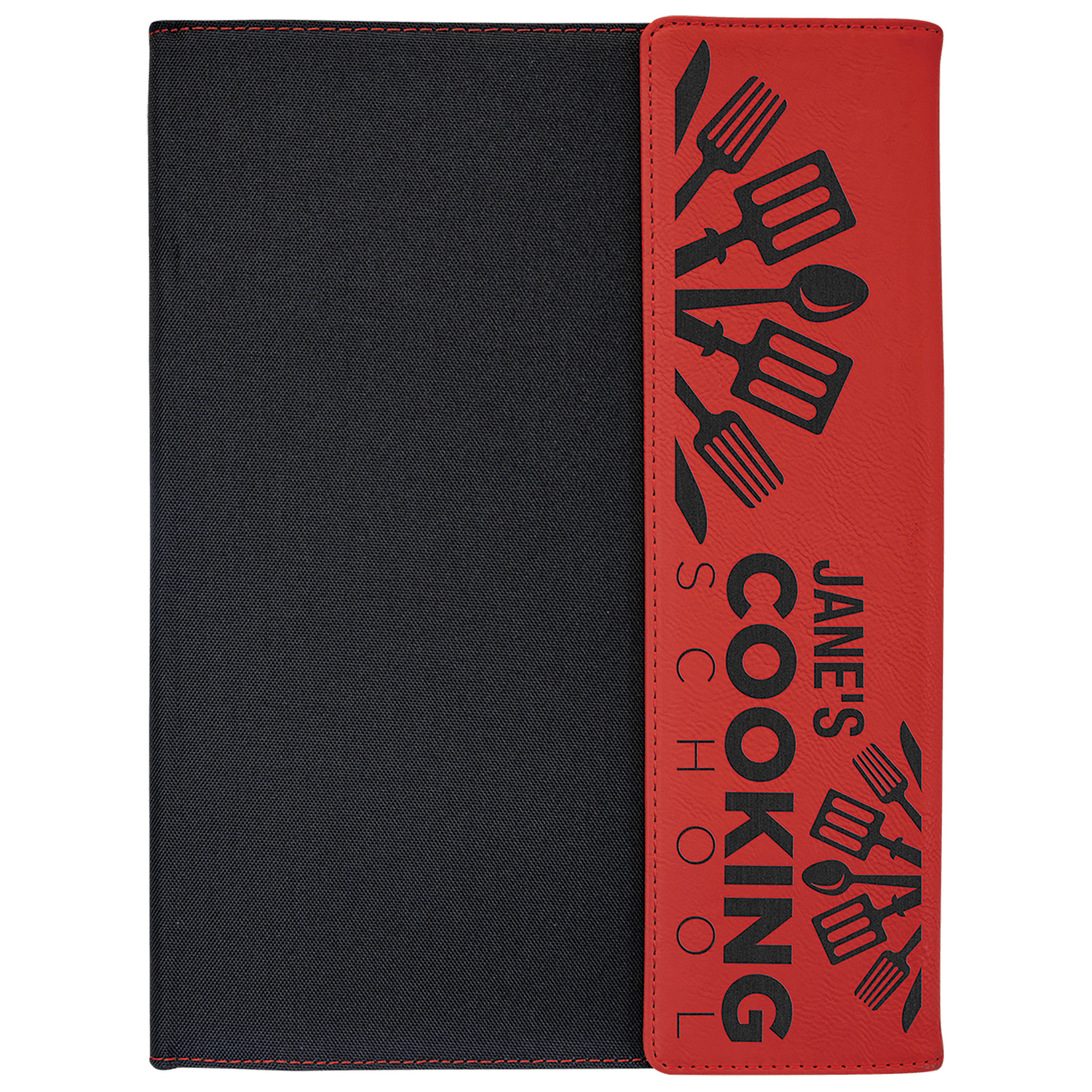 9" x 12" Red Leatherette & Black Canvas Portfolio 3