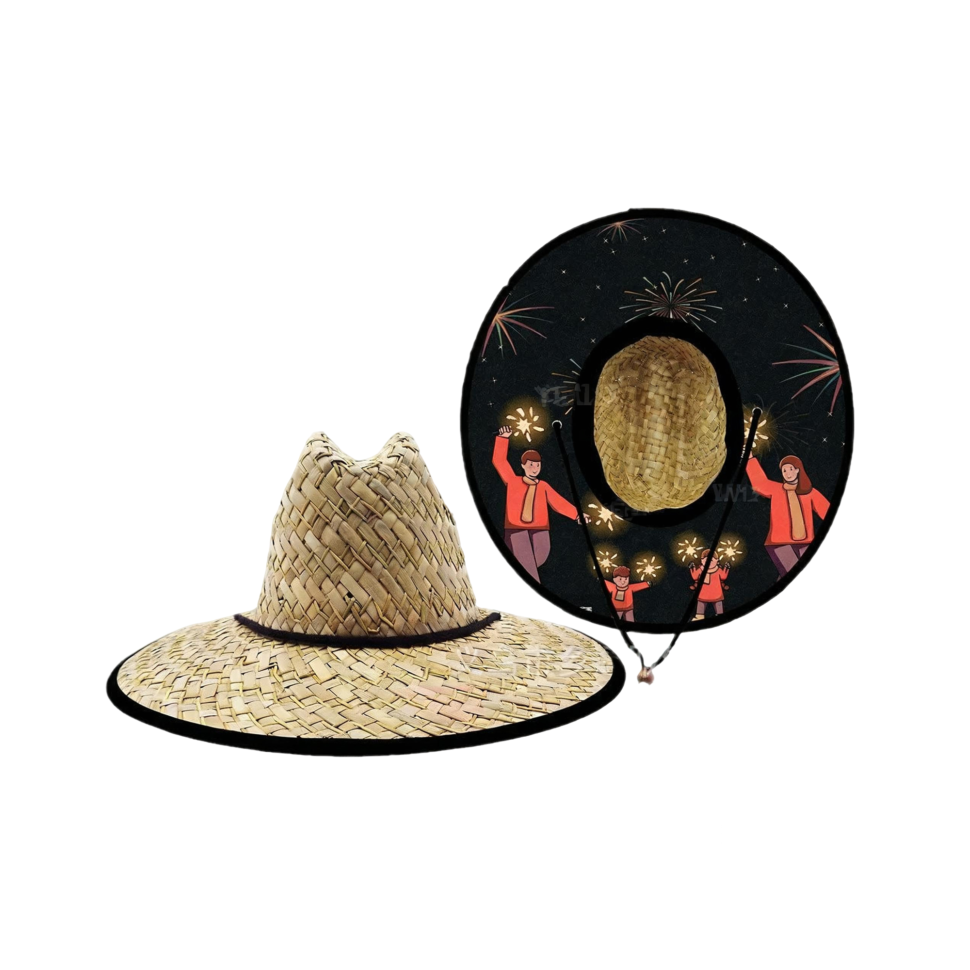 Wide Brim Straw Sun Hat With Adjustable Cord 8