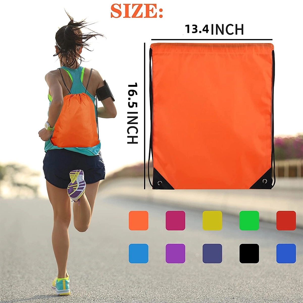 Colorful Drawstring Backpack Bags Pack Cinch Tote for Gym 5