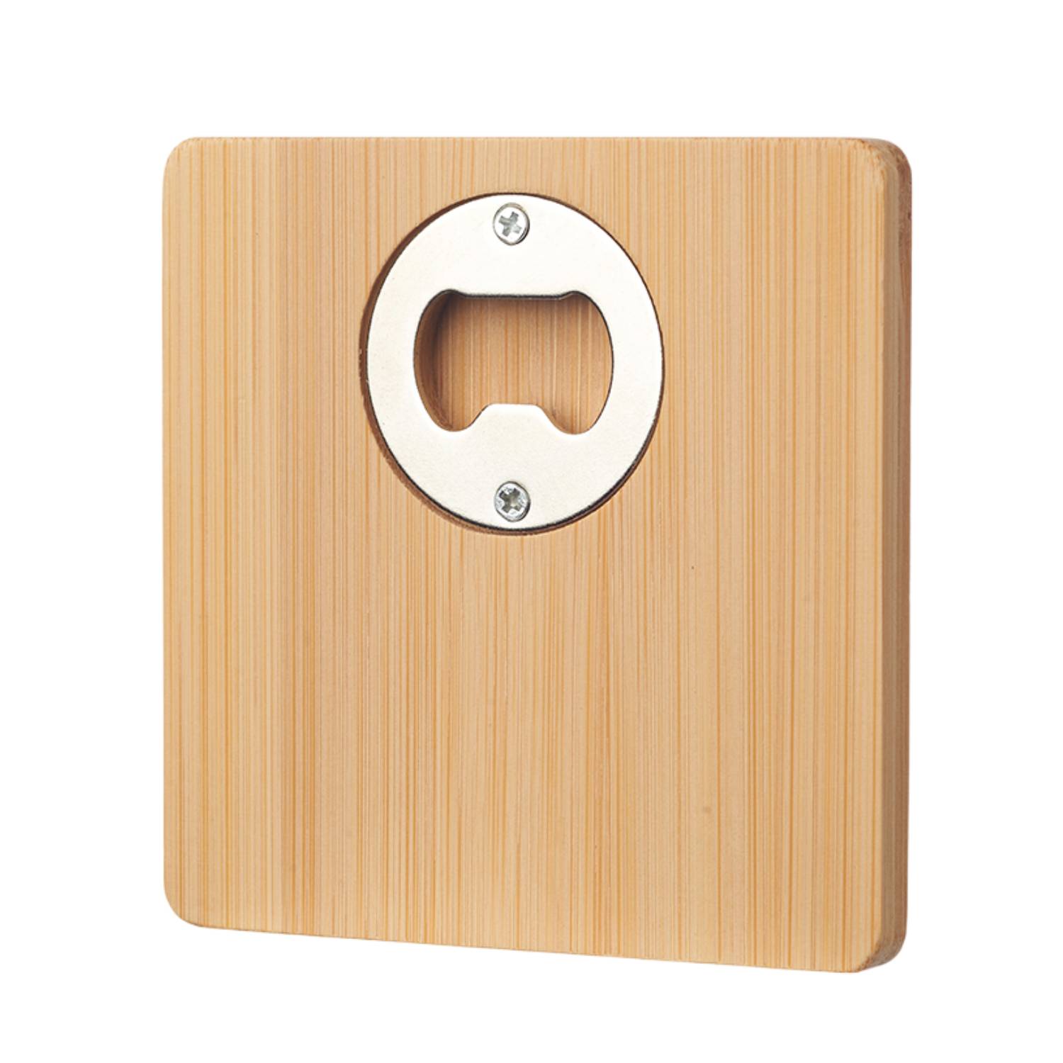 Square Bamboo Wood Coaster with Opener 3