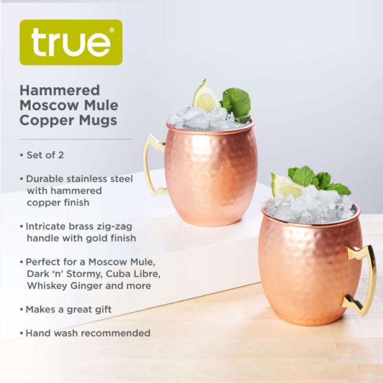 True® Hammered Moscow Mule Copper Mugs - Set of 2 4