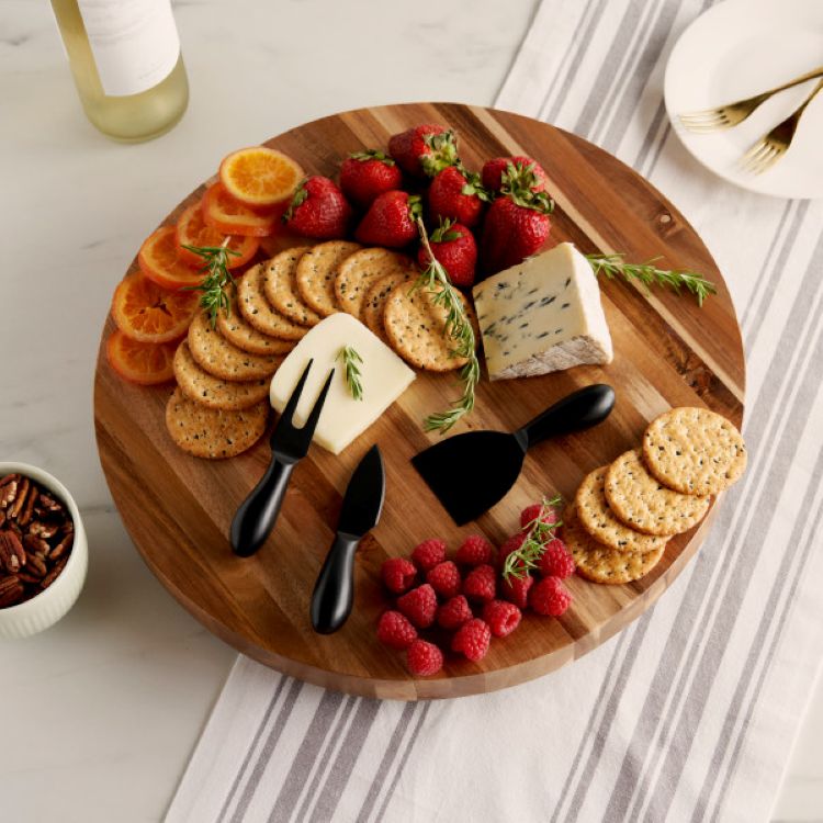 Twine Living® Acacia Footed Cheese Board & Knife Set 6