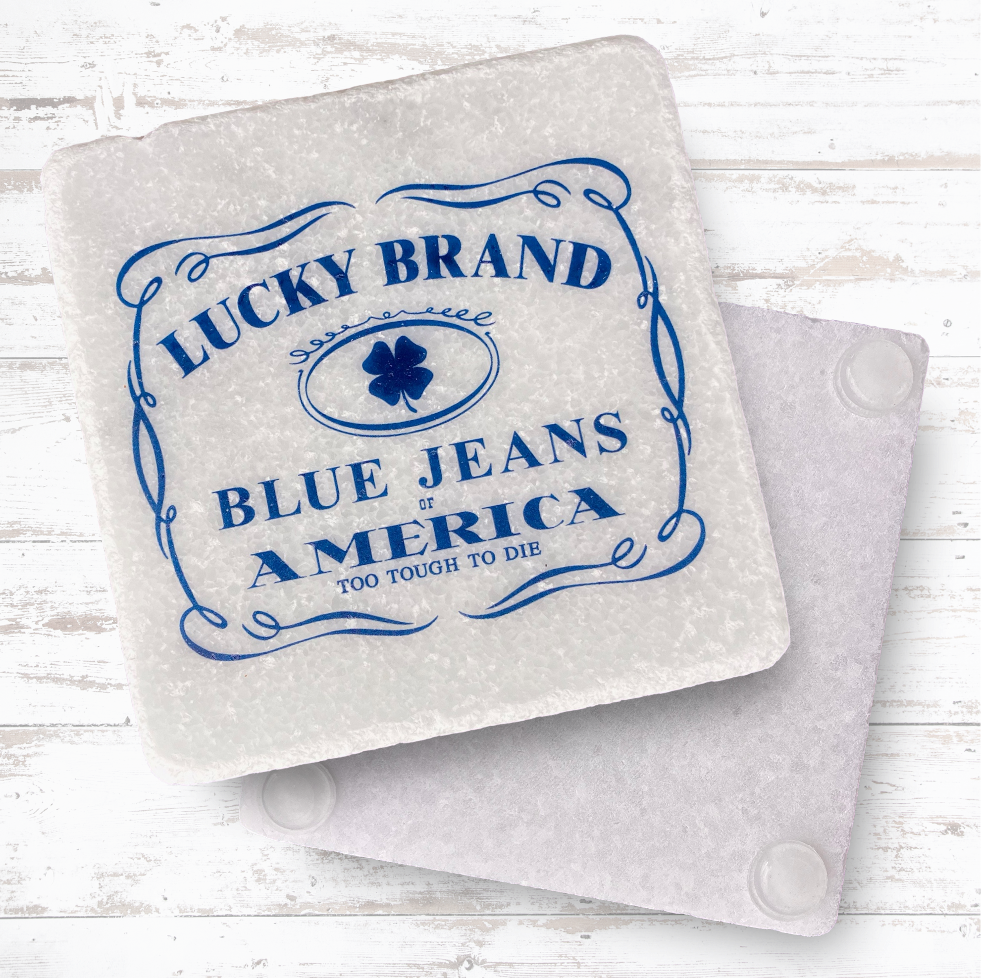 Square Coaster White Tumbled Marble 6