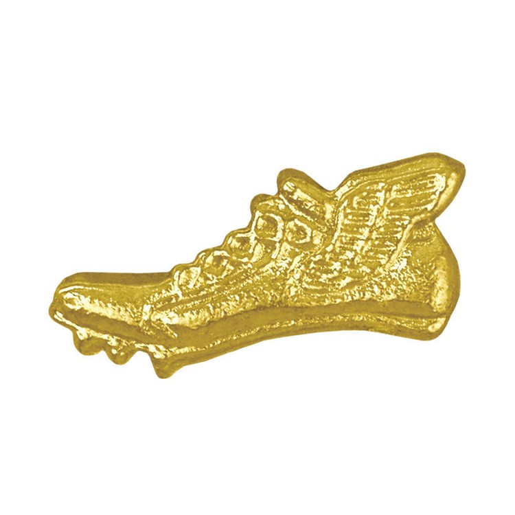 Winged Track Shoe Bright Gold Chenille Lapel Pin 3