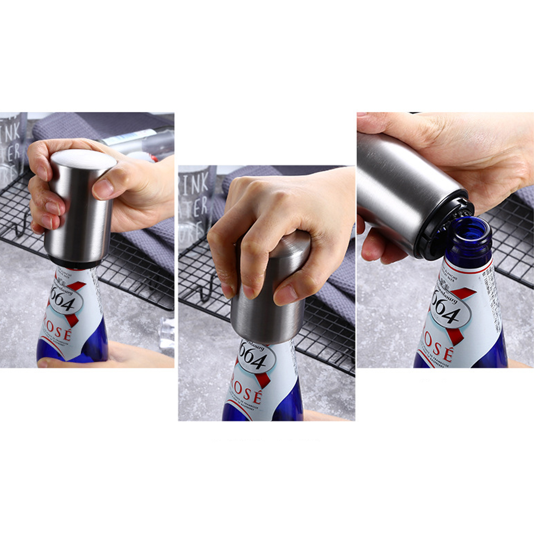 Automatic Press Type Stainless Steel Beer Bottle Opener 3