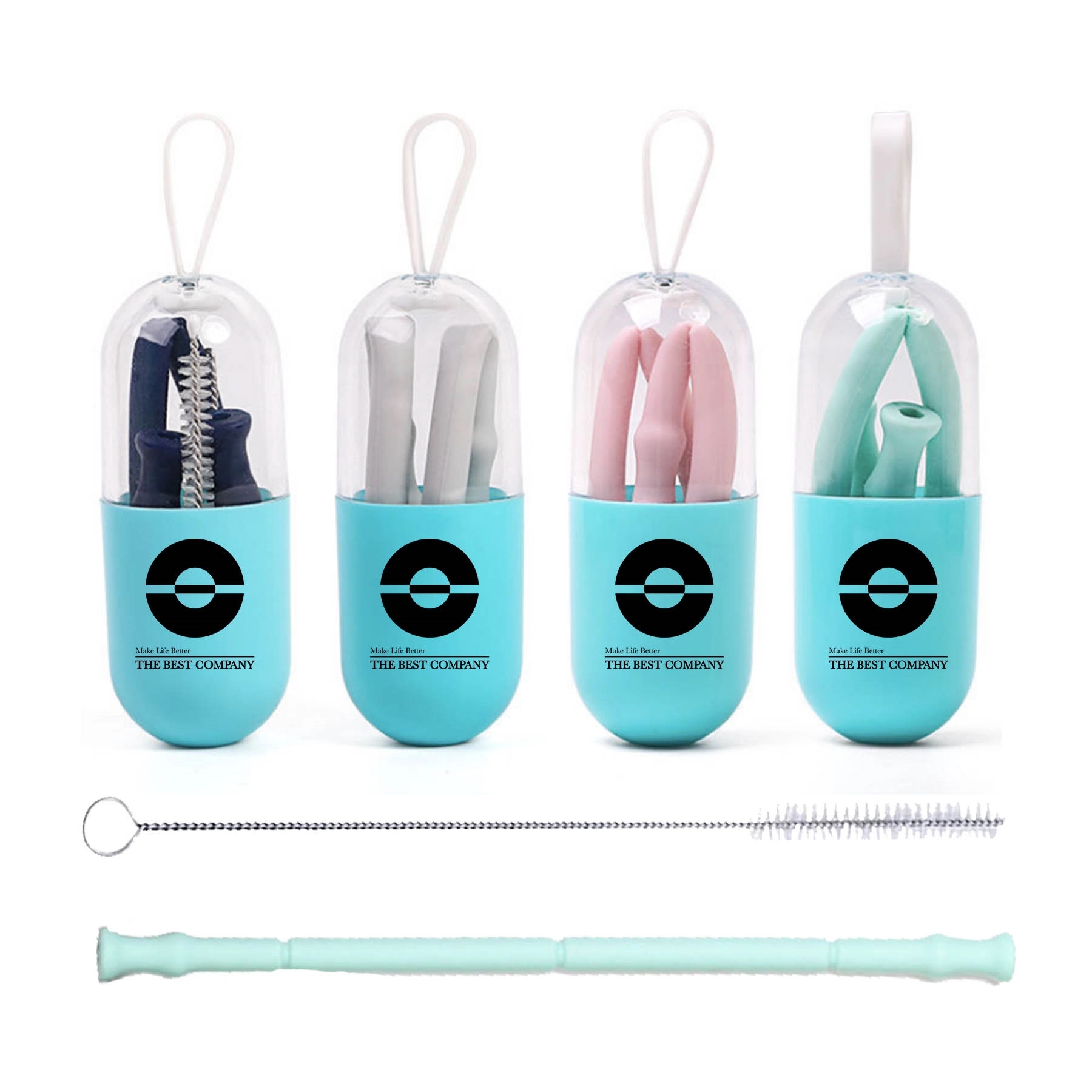 Reusable Collapsible Eco Silicone Drinking Straw With Case 2