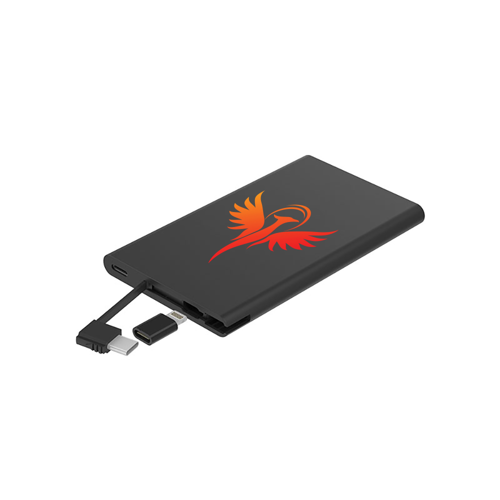 4000mAh Credit Card Power Bank with Built-In Type-C & 8-Pin Adapters for iPhone 18