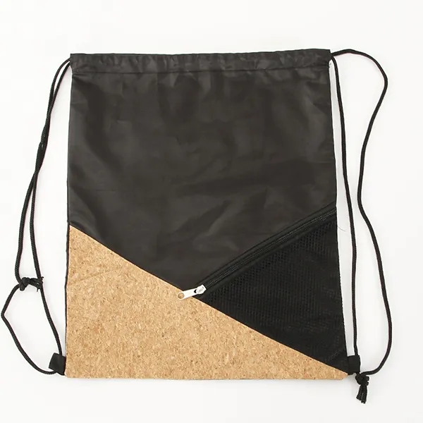 Cork Polyester Drawtring Backpack -14x18 3
