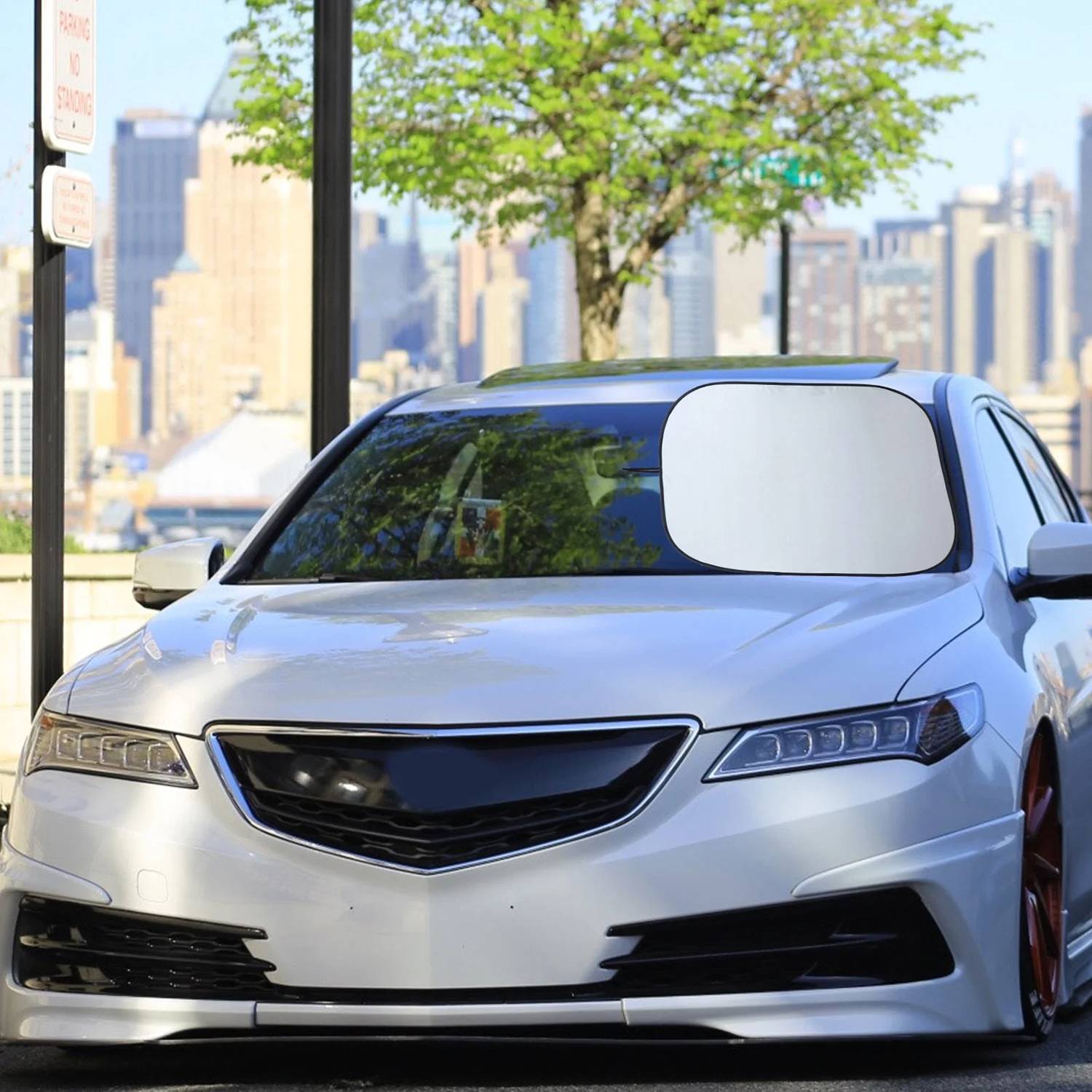 2Pcs Silver Coated Car Front Sunshade Set 6