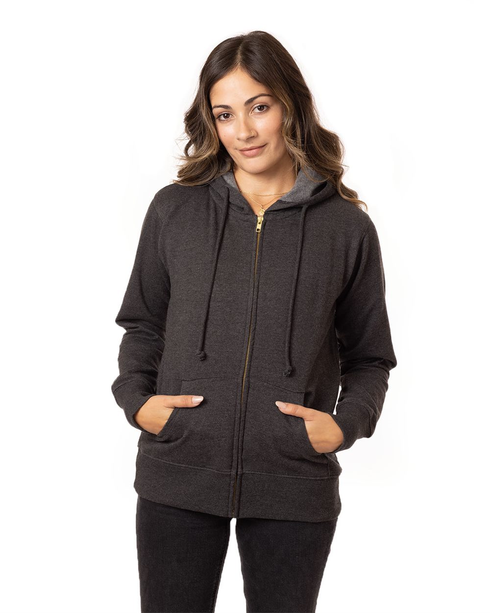 Women's Heathered Full-Zip Hooded Sweatshirt - EC4580 16