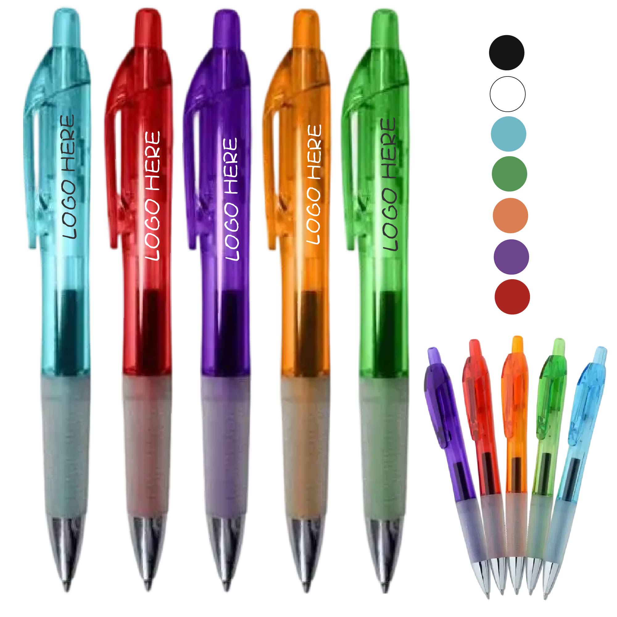 Plastic Translucent Click Action Ballpoint Pen 2