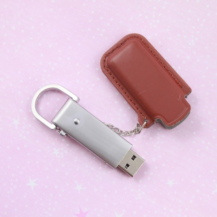 Authentic PU Leather Case Zinc Alloy 2GB USB Flash Drive Disk 2