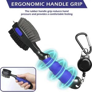Non-slip handle with Soft Rubber Hand Grip Retractable clip Cleaner for Golf Brush 2