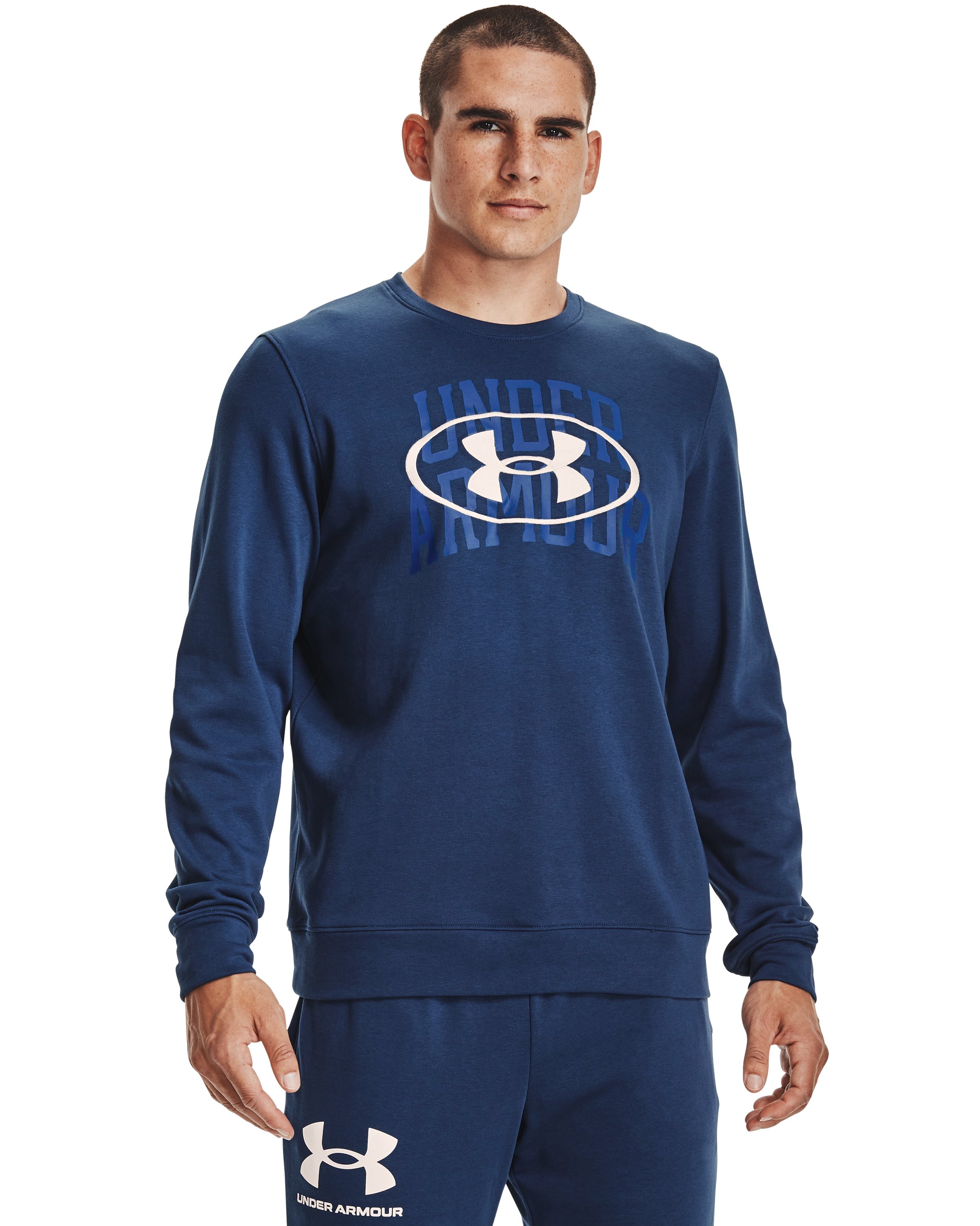 Men's UA Rival Terry Lockertag Overlap Crew, custom hoodie or sweatshirt with logo imprint 2