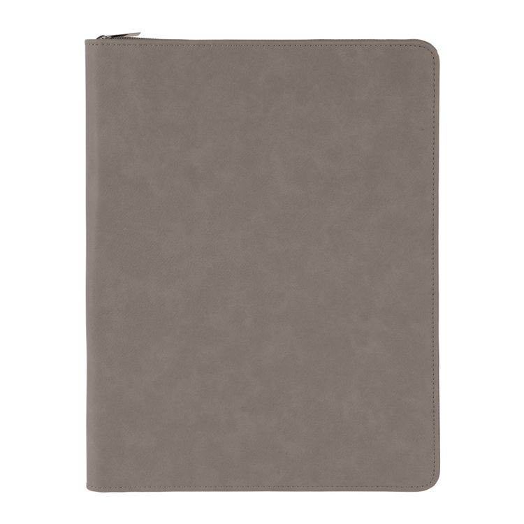 9" x 12" Leatherette Gray Portfolio with Zipper 2