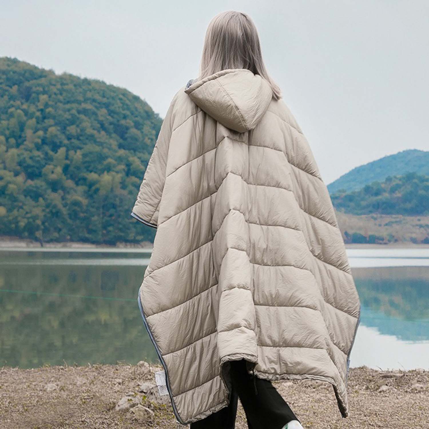 Ultra Light Down Cotton Wearable Cape Sleeping Bag 4