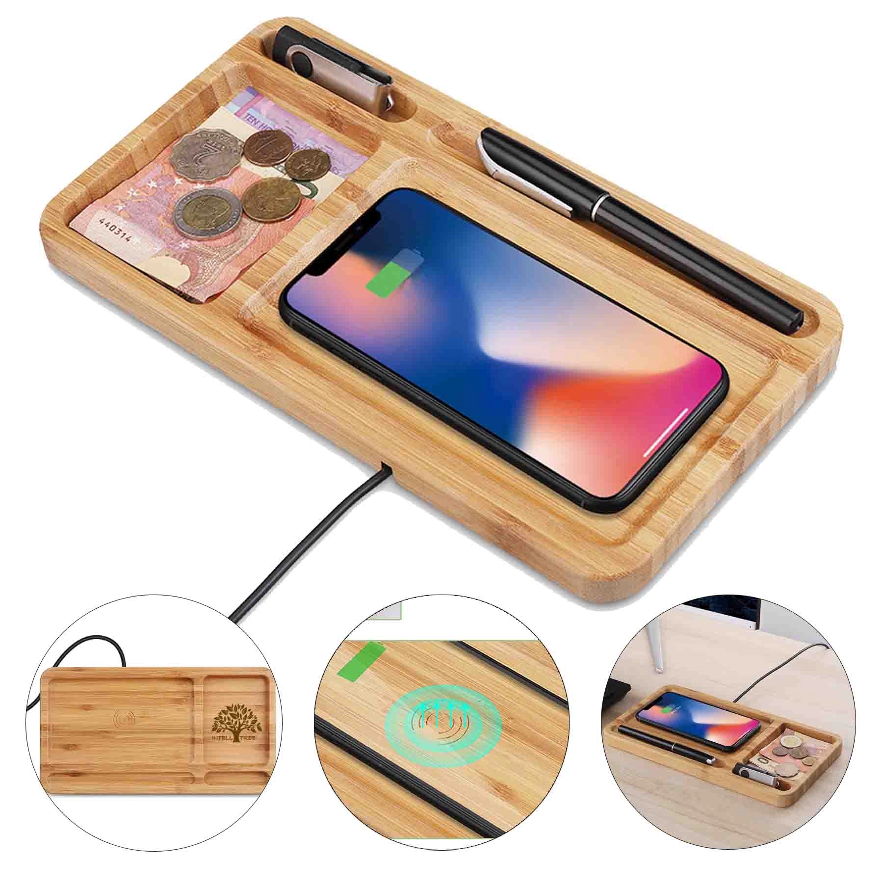 Wood Desk Docking Qi Wireless Charging Station 1