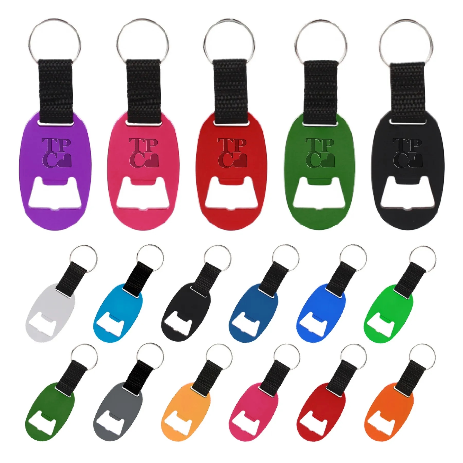Oval Bottle Opener Keychain w/ Strap 1