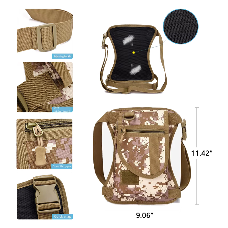 Custom Unisex Canvas Tactical Waist Belt Drop Leg Bag 7