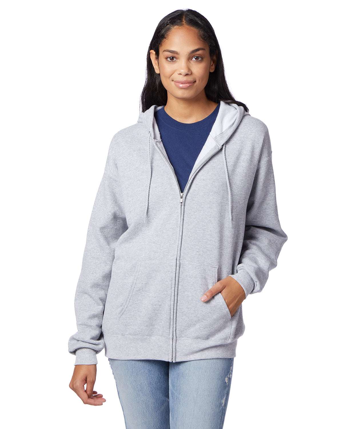 Hanes EcoSmart Full-Zip Fleece Hoodie, custom hoodie or sweatshirt with logo imprint 3