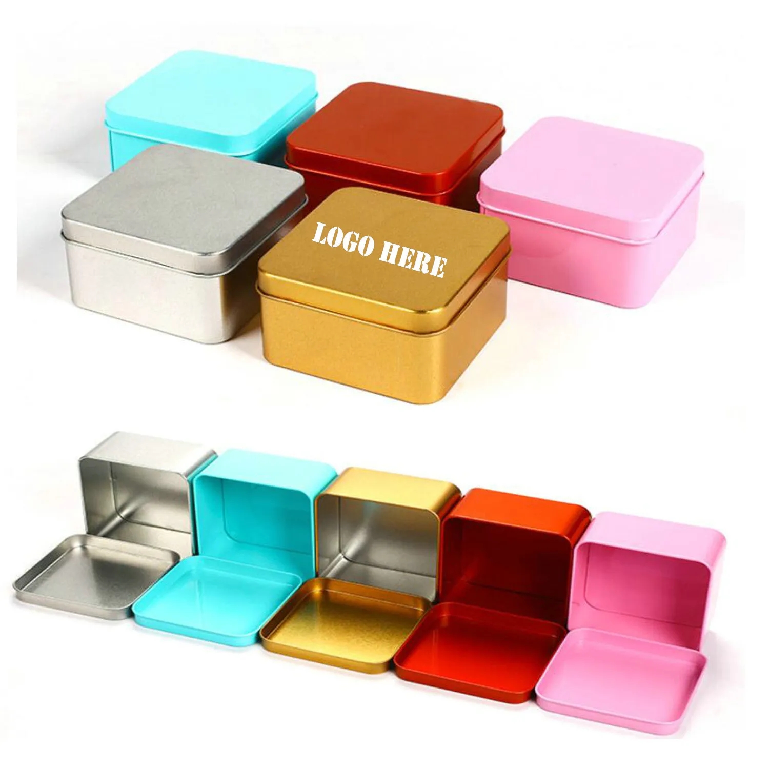 Square Tinplate Storage Box With Lid 2