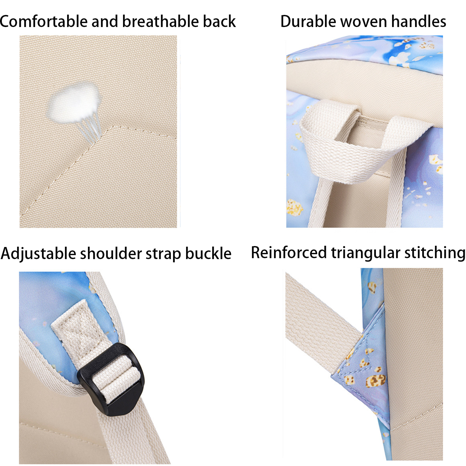 3 Pcs Polyester Water-Resistant School Backpack Set 10