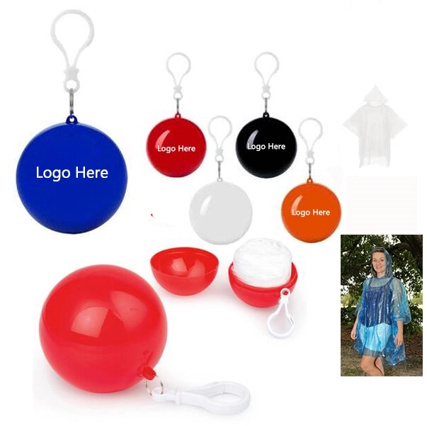 Disposable Poncho Ball Key Chain 1