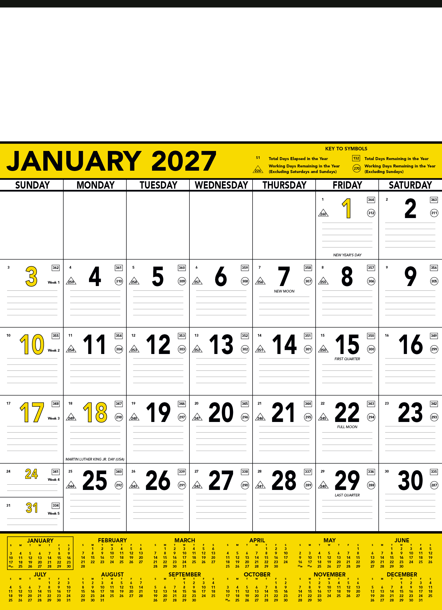 Triumph® Calendars Yellow & Black Contractor Memo Calendar 13