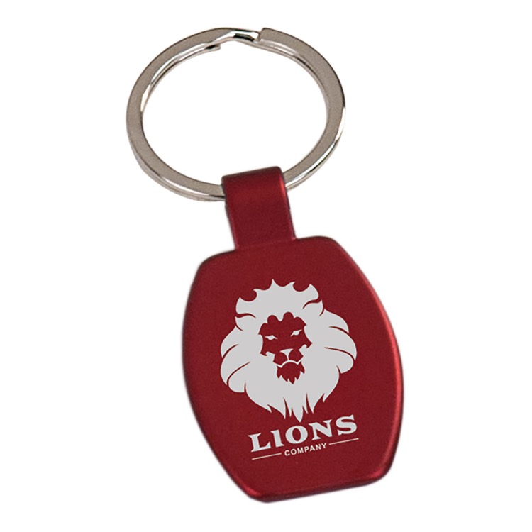 1 5/8" Red Rectangle Keychain 1