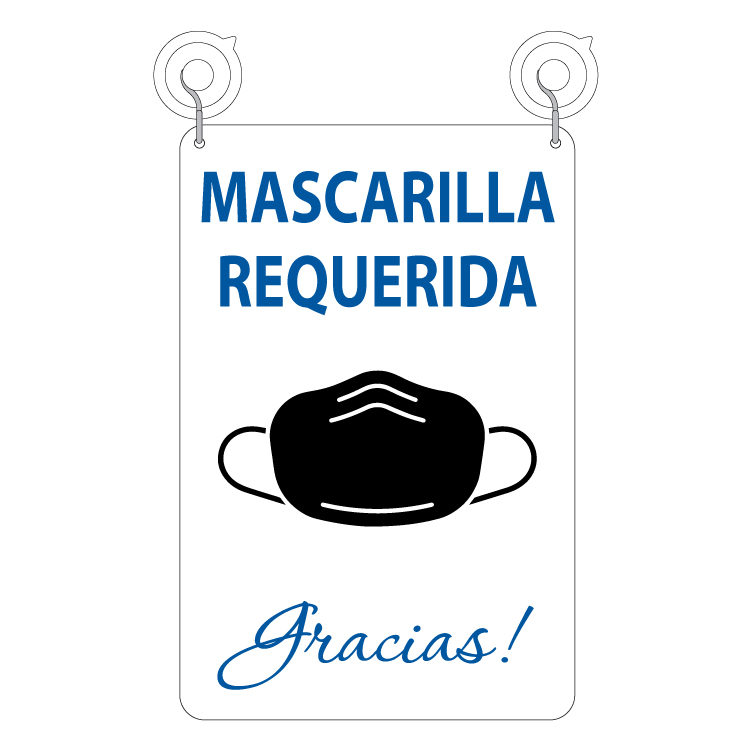 Mask Required Sign W/ Suction Cups Spanish