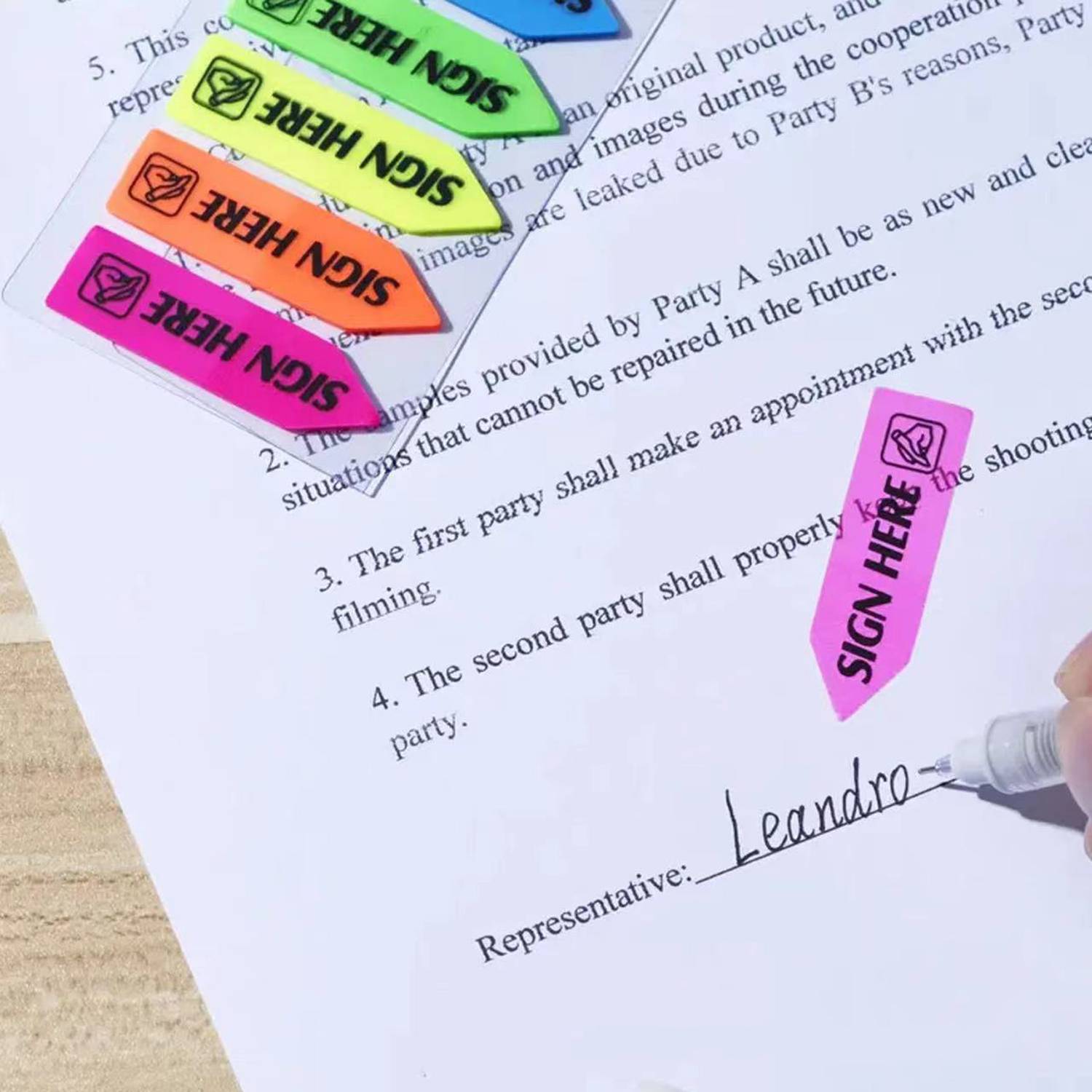 Sign Here Index Indicator Label Fluorescent Sticky Note 3