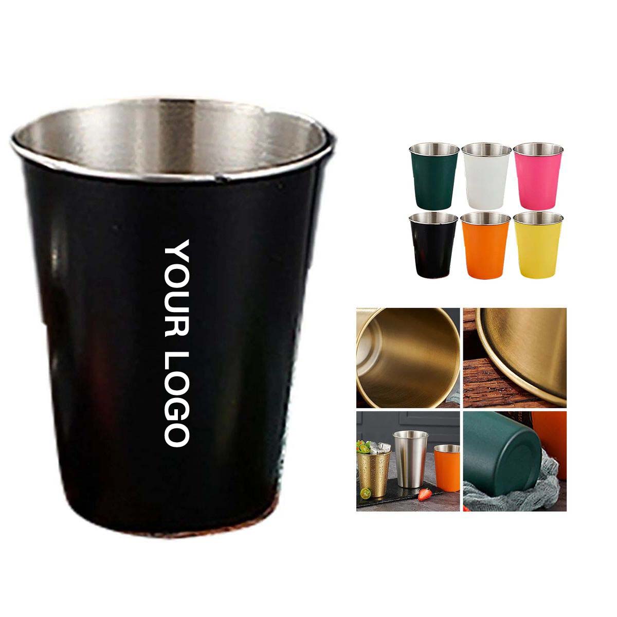 12oz Steel Drinking Cup with Brushed Finish 4